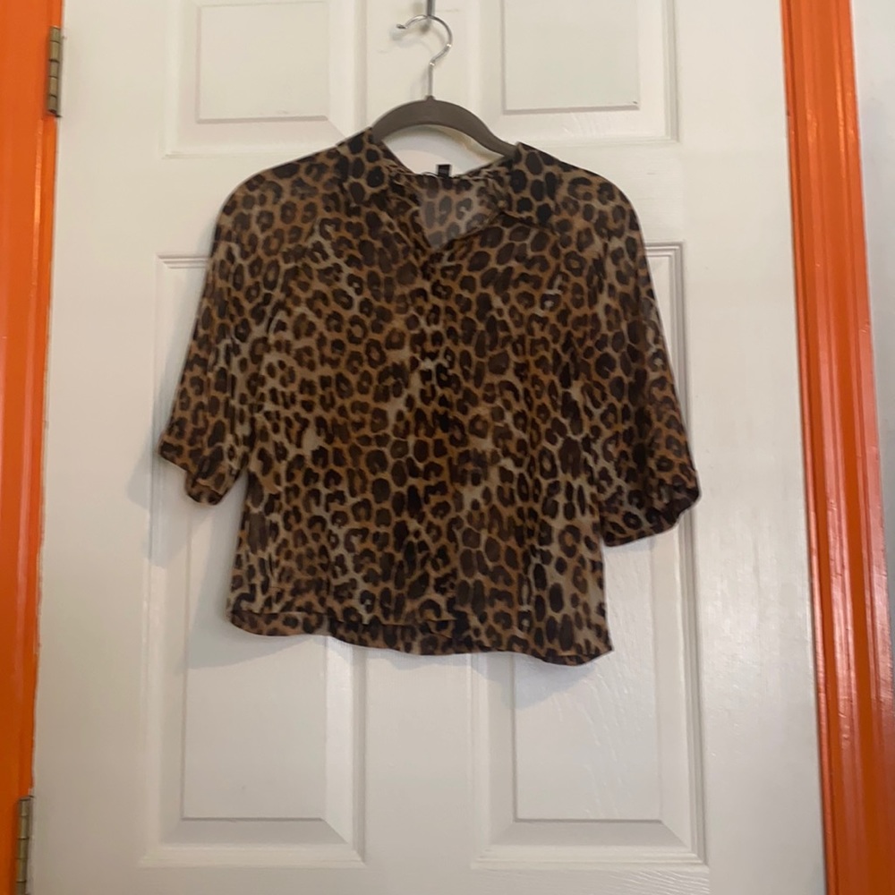 Cheetah Print mesh crop top